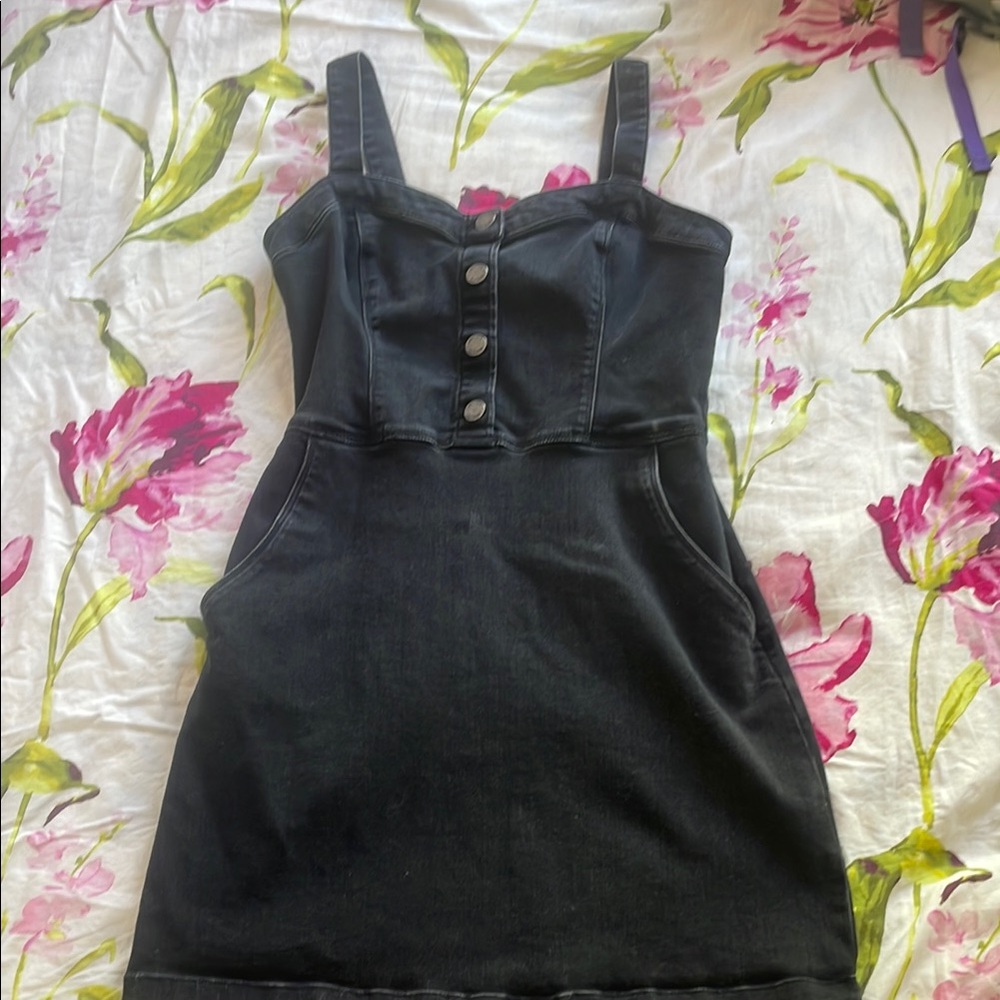 Hollister Black Sleeveless Mini Denim Dress